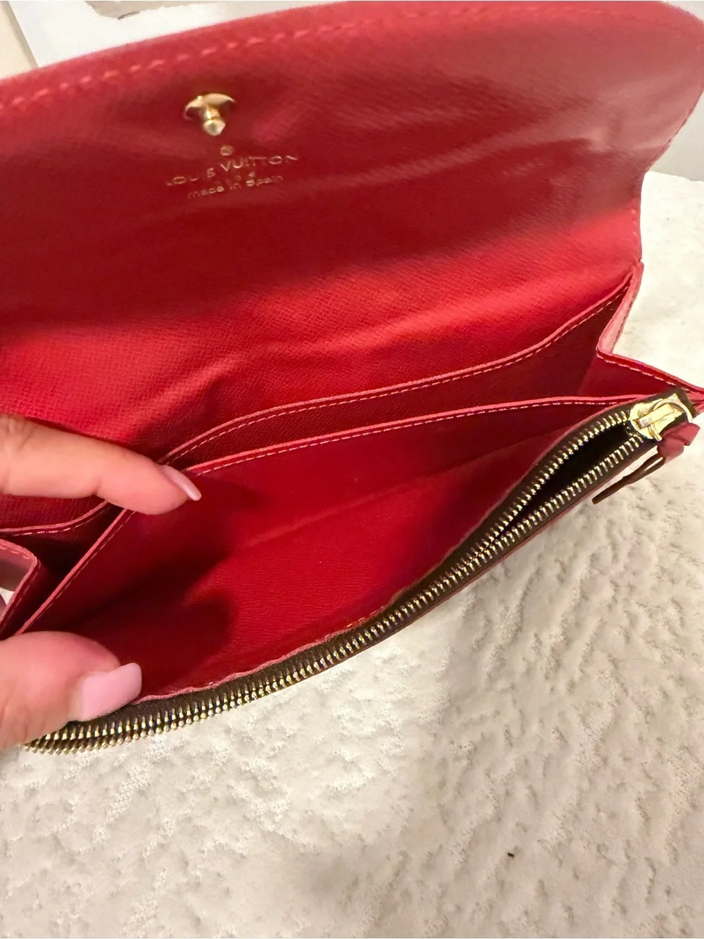 Louis Vuitton Caissa Wallet Damier with Red Interior